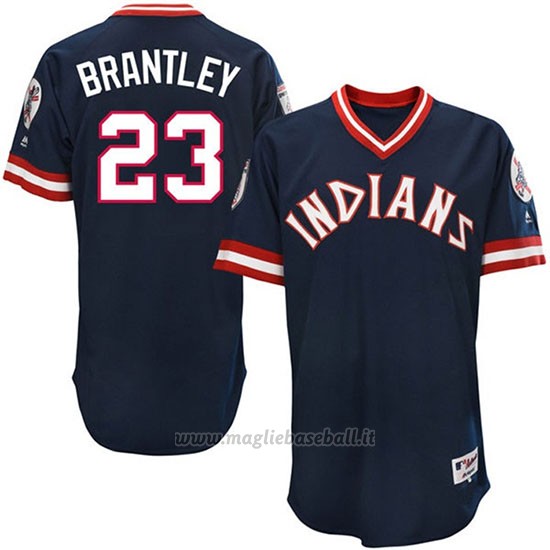 Maglia Baseball Uomo Cleveland Indians Michael Brantley Blu Turn Back The Clock